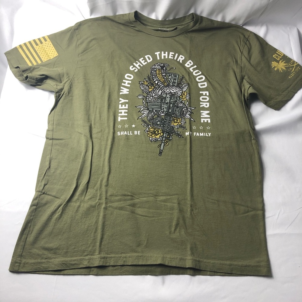 Grunt style men’s T-shirt XL military green. Logos on each sleeve Like new